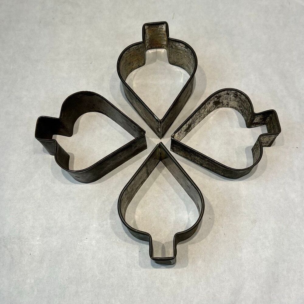 Vtg SET Aluminum Cookie Cutter Metal Spade Set of 4